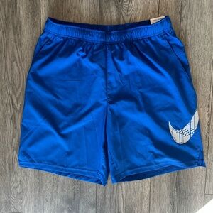 Nike Men’s Standard Fit Dri-FIT Training Shorts Drawstring Royal Blue Large NWT